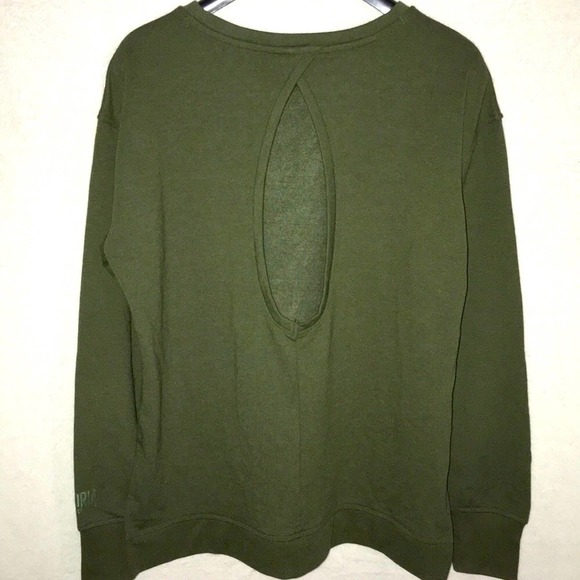 Victoria’s Secret Sport pullover sweatshirt olive green sexy open back XS loose - Picture 2 of 7